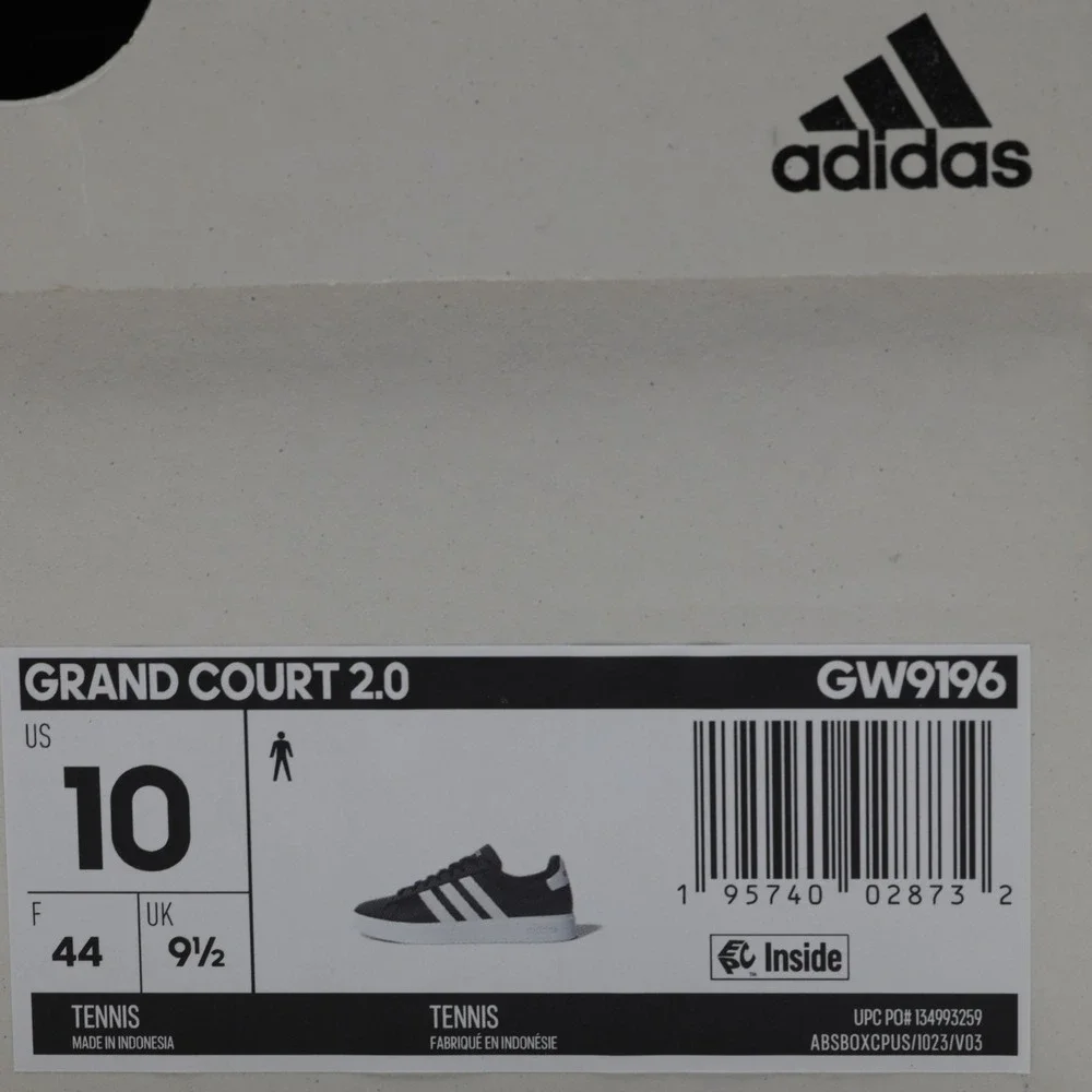 Adidas Men's Classic 3 Stripe Comfort Cushioned Grand Court 2.0 Shoes Black‎ 10